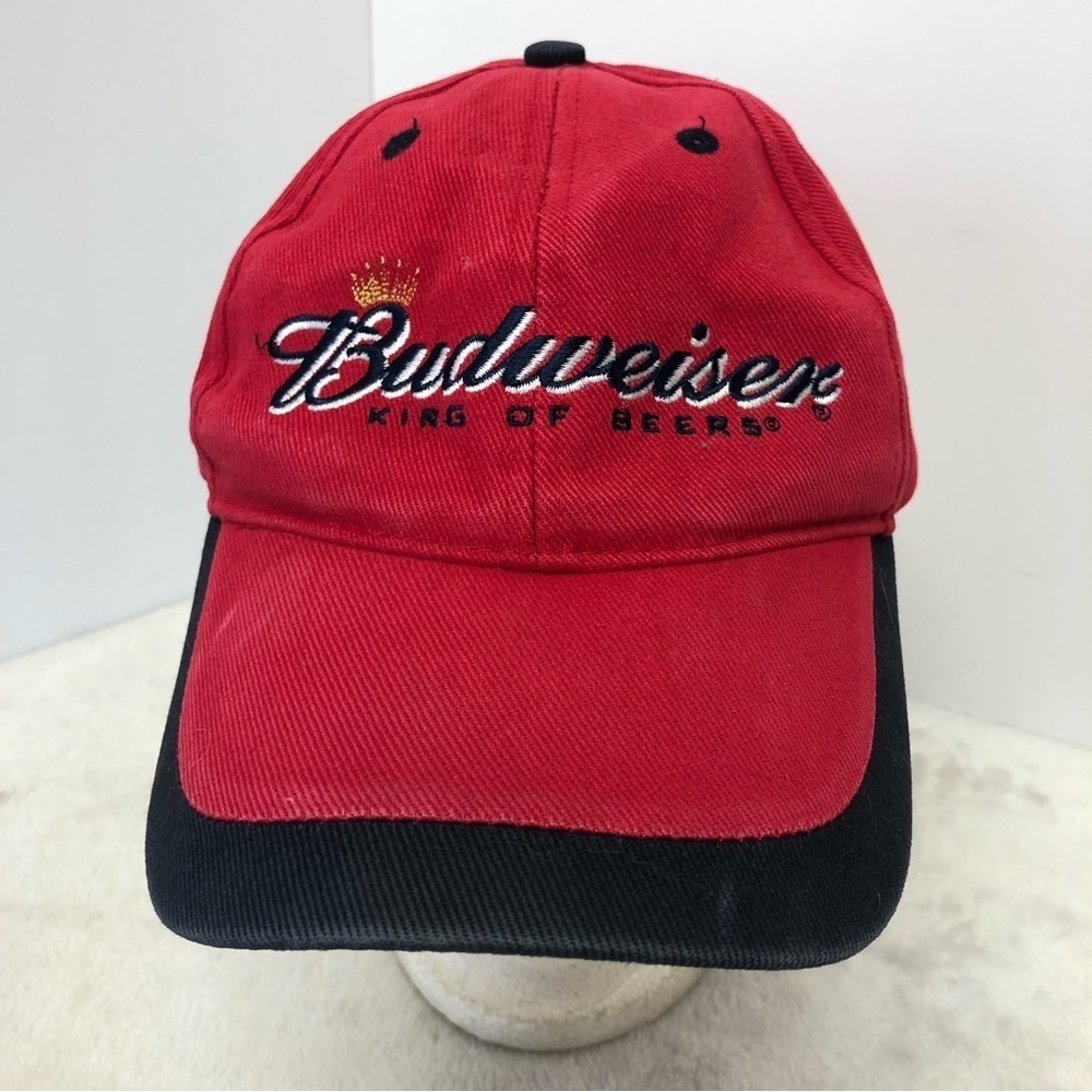 BUDWEISER King Of Beers Embroidered Red Baseball Hat Adjustable Unisex